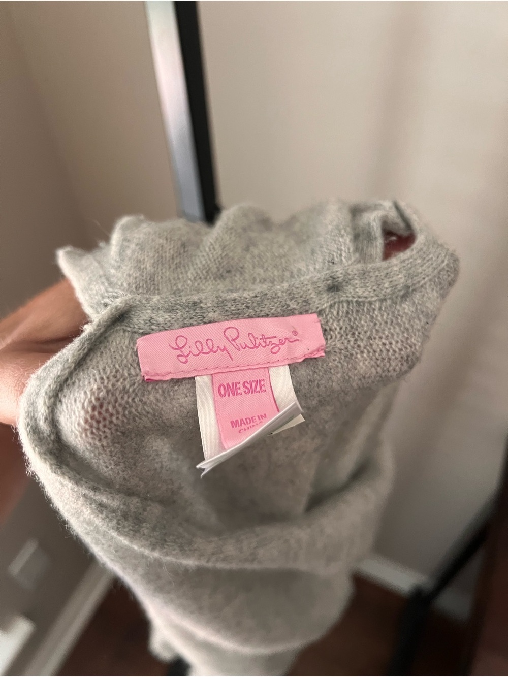 Lilly Pulitzer Light Gray Button-Front Women's Sweater Poncho - Picture 8 of 8